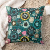 開花ティール(緑がかった色) クッション (ブランケット)