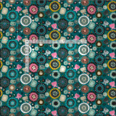 開花ティール（緑がかった色） ファブリック (タイル)