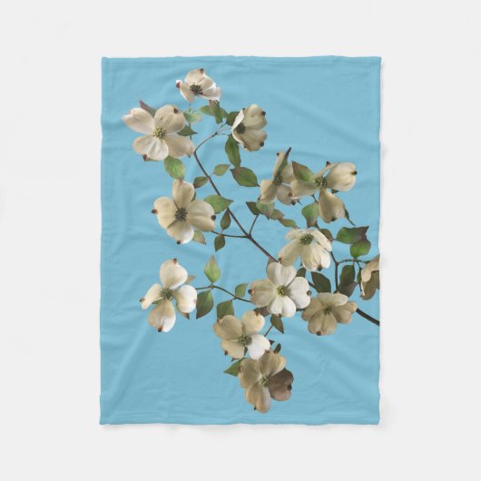 開花ドッグウッドツリーブランチ フリースブランケット (正面)