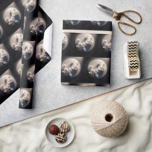 開花ドッグウッドツリーブランチ ラッピングペーパー (クラフト)