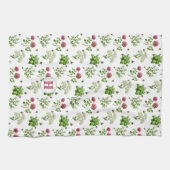 開花ハーブと（昆虫）マルハナバチキッチンタオル キッチンタオル (横)