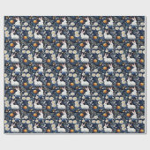 開花バニーズイースターパターン ラッピングペーパー (フラット)