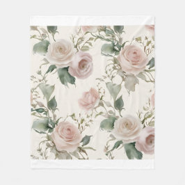 開花バラパターン フリースブランケット