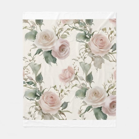 開花バラパターン フリースブランケット (正面)