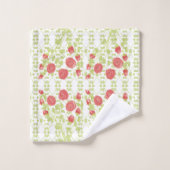 開花バラ パターン(の模様が)ある バスタオルセット (ウォッシュタオル)