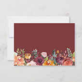 開花バーグンディ素朴赤面オレンジフローラRSVP 出欠カード (裏面)