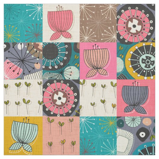 開花パッチワーク ファブリック (見本)