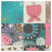 開花パッチワーク ファブリック (クローズアップ)