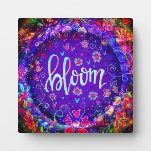 開花パープルかわいらしフラワーインスピレーションイーゼル フォトプラーク (正面)