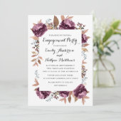 開花パープルウォーター色婚約パーティ招待状 招待状 (スタンド正面)