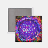 開花パープルフローラインスピレーショントレンディーおもしろい マグネット (正面/裏面)