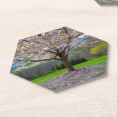 開花ピンクさくらんぼの森の花の木 ペーパーコースター (アングル)