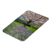 開花ピンクさくらんぼの森の花の木 マグネット (左側)