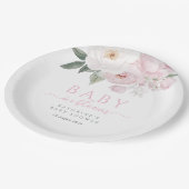 開花ピンクのフローラの赤ちゃんシャワーのベビー ペーパープレート (アングル)