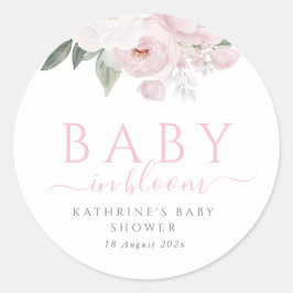 開花ピンクのフローラの赤ちゃんシャワーのベビー ラウンドシール