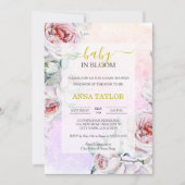 開花ピンクのフローラエレガントベビーシャワーのベビー 招待状 (正面)