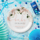 開花ピンクの白フローラのベビー ペーパープレート (パーティー)