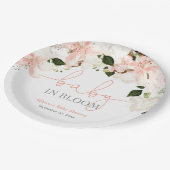 開花ピンクの白フローラのベビー ペーパープレート (アングル)