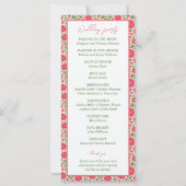 開花ピンク牡丹の花の結婚式 プログラム (裏面)