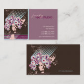 開花ファンキーヘアフローラサモダンークルレトロ抽象芸術 名刺 (正面/裏面)