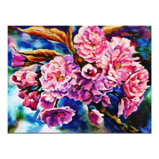 開花フローラサン明るい赤紫色ピンクアート フォトプリント            (正面)