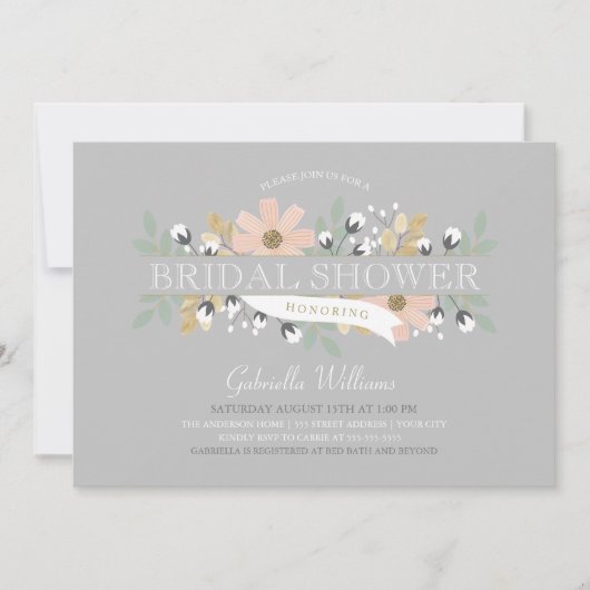 開花ブライダルシャワー 招待状 (正面)