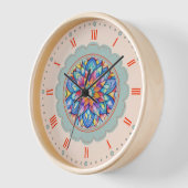 開花ブリスカラフルフラワー 壁時計 (傾斜)