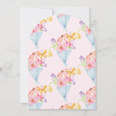 開花ブルーお洒落とピンクの赤ちゃんシャワーのベビー 招待状 (裏面)