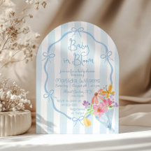 開花ブルーお洒落とピンクの赤ちゃんシャワーのベビー