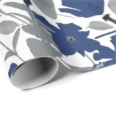 開花ブルーグレークレマティスつる植物フローラ ラッピングペーパー (ロールコーナー)