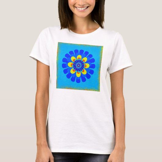 開花ブルーフラワー Tシャツ (正面)