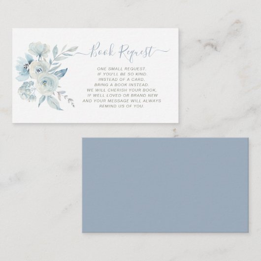 開花ブルーフローラブックリクエストカードのベビー エンクロージャーカード (正面/裏面)