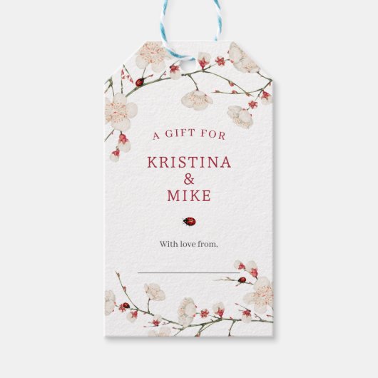 開花ベビーシャワー表示シャワーにおけるベビー ギフトタグ (正面)