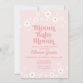 開花ベビー開花ピンクデイジーベビーシャワー招待状 招待状 (正面)
