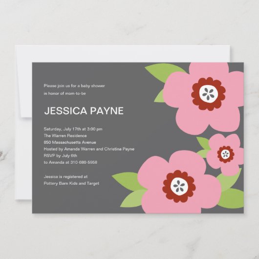 開花モダンベビーシャワー招待状 招待状 (正面)