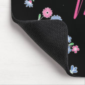 開花モノグラムのイニシャルピンクブルー マウスパッド (コーナー)