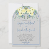 開花ラブブルーイエローフローラアー結婚チ 招待状 (正面)