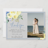 開花ラブブルーイエローフローラサマー春 サンキューカード