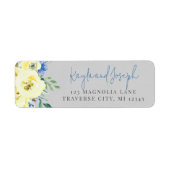 開花ラブブルーイエローフローラ差出人住所 ラベル (正面)