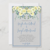 開花ラブブルーイエロー春サマー結婚ズ 招待状 (正面)