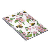 開花リンゴ果樹園とミツバチの水彩画 ノートブック (右側)