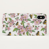 開花リンゴ果樹園とミツバチの水彩画 Case-Mate iPhoneケース (裏面(横))