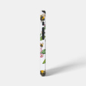 開花リンゴ果樹園とミツバチの水彩画 iPhoneケース (左側面)