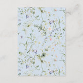 開花ワイルドフラワーブルーボーイベビーシャワーおむつ エンクロージャーカード (裏面)