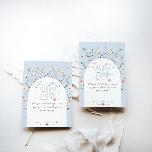 開花ワイルドフラワーブルーボーイベビーシャワーおむつ エンクロージャーカード