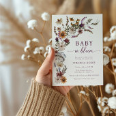 開花ワイルドフラワーベビーシャワー招待状 招待状
