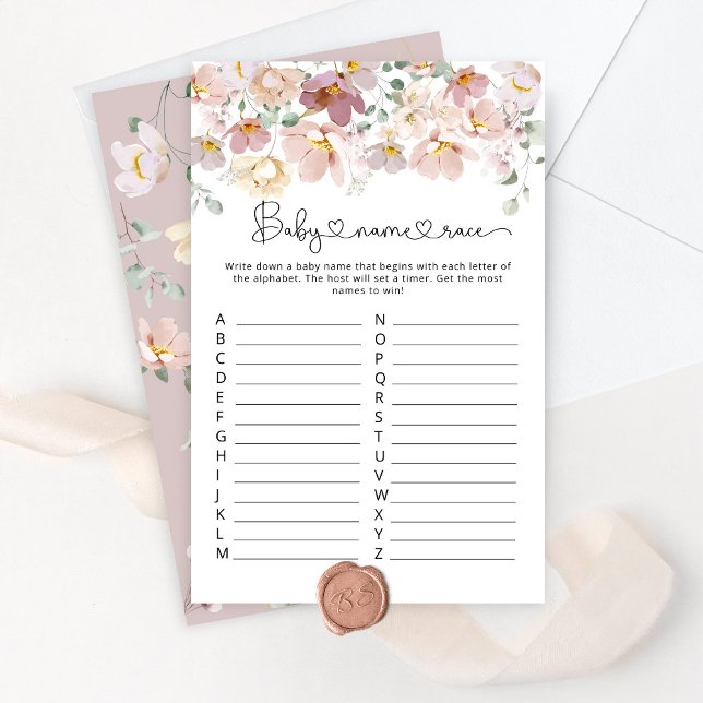 開花ワイルドフラワーベビー名レースベビーシャワーゲーム (クリエイターアップロード済み)