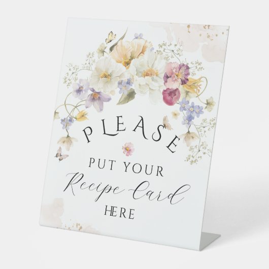 開花ワイルドフラワー素朴ブライダルシャワーレシピ 台座サイン (正面)