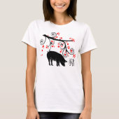 開花中国の木付き新年豚 Tシャツ (正面)