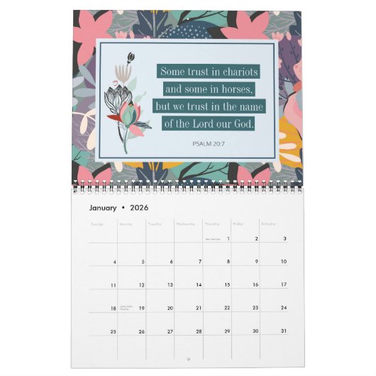 開花信仰抽象芸術フローラカレンダー カレンダー (1月 2026)